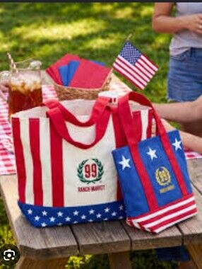 99 Ranch Market Large+ Mini  Stars & Stripes Tote Set Of 2